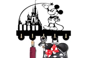 KingLive Micky Maus Minnie Schlüsselbrett, Disney Schlüsselbrett, Schlüsselregal Selbstklebend als Schlüsselboard Aufbewahrung, Hölzerner Disney-Wandbehang, Disney-Wohnkultur-Geschenke