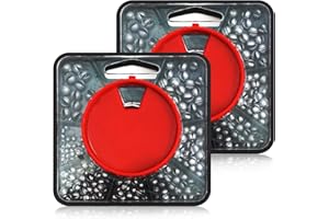 OMCGG 358PCS Split Shot Fishing Weights, 2 Pack 7 Way Dispenser Fishing Split Shot Split Carp Fishing Weights Soft Metal Fishing Sinkers Dispenser Weights Tackle for Carp Coarse Angling