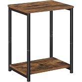 VASAGLE Side Table, Bedside Table, End Table with Storage Shelf, Steel Frame, for Living Room, Sitting Room, Bedroom, Industr