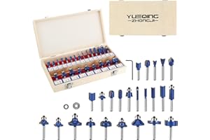 GENERIC Yueqing Zhongji 1/4 Inch Shnak Router Bits Set 24 Tungsten Carbide Router Bits-6.35MM Shank 24 Piece Router Bit 1/4 Inch Professional router bits set