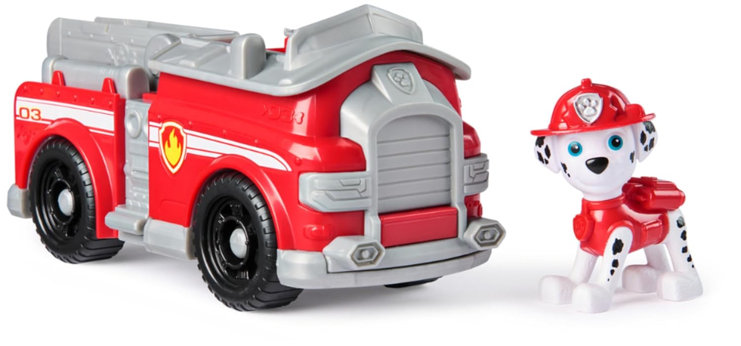 Paw Patrol, Camion dei Pompieri di Marshall con Personaggio, 3+ Anni | Scala Mobile, Ruote Funzionanti, 80% Plastica Riciclata, Uniforme Da Pompiere, Dettagli Autentici, Non Richiede Pile