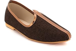 AARZ LONDON Mens Gents Groom Shimmery Traditional Ethnic Wedding Indian Pumps Khussa Jutti Mojari Slip On Flat Shoes Size