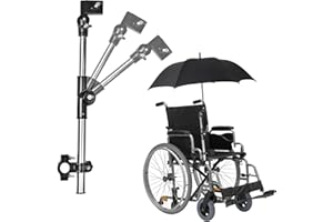 BUACHOIS 360° Adjustable Umbrella Mount Holder,Dual Direction Outdoor Bike Umbrella Mount Stand,Universal Umbrella Stand for Mobility,Patio,Scooter,Stroller,Wheelchair, Beach Chair