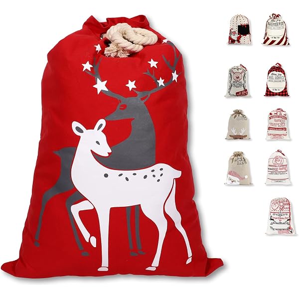 WIDMANN Weihnachtsmann Sack 60x100 Cm – Rot, Mit Nikolaus-Motiv & Kordelverschluss