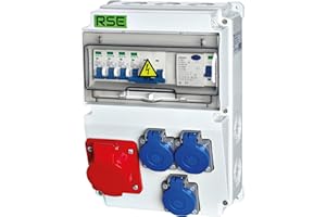 RSE Distributore di corrente da parete, completamente cablato, 32 A, 16 A, 230 V, con contatore CEE IP65, 4. 1 x 16a 3 x 230 V, con LS+FI