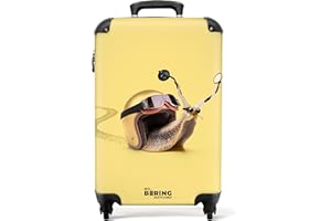 NoBoringSuitcases.com® Kinderkoffer Koffer Kinder Jungen Trolley Handgepäck Reisekoffer mit Rollen Geschenk - Schnecke - Helm - Rennsport - Koffer klein, 55x40x20