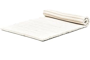 Leewadee Rollable Floor Mat L – Comfortable and Rollable Thai Mattress, Soft Massage Mat Filled with Eco-Friendly Kapok, 190 x 100 cm, ecru