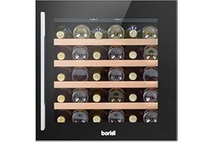 Dellonda Baridi 60cm Built-In 36 Bottle Wine Cooler with Beech Wood Shelves and Internal LED Light, Black - DH206