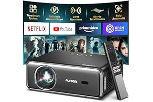 ‎AURZEN Aurzen Smart Beamer mit DoIby Audio ＆ 4K Unterstützung, Projektor Full HD 1080P, Autofokus ＆ Trapezkorrektur, mit 2x10W Lautsprechern, WiFi ＆ Bluetooth, Beamer Heimkino für Android/iPhone