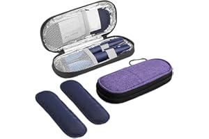 ARROMI Insulin Cooler Travel Case, Diabetic Travel Case with 2 Nylon Ice Packs (Purple)