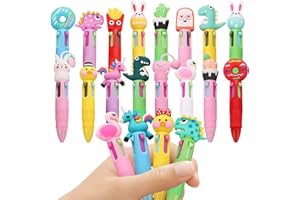Joollurm Cartoon Pens for Kids Party Bag Fillers, Pack of 20 Cute Novelty 4 Color Pens, Multi Colour Ballpoint Pen Ideal End of Year Class Gifts Creative Fun for Girls Boys