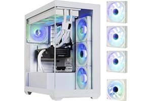 BitFenix CETO High Airflow PC Gaming Case White-Panoramic Tempered Glass – Reverse Connection Scheda madre Compatible – 4 X Infinity Mirroring ARGB Fan (3X Reverse) – 360mm AIO/GPU 410mm Support