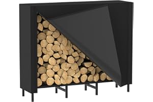CADUKE 4ft Black Heavy Duty Firewood Rack Outdoor with Cover, 47.2"L x 10.0"W x 31.5"H, 400 lbs Capacity, Weather & Rust Resistant, Suitable for Outdoor Use
