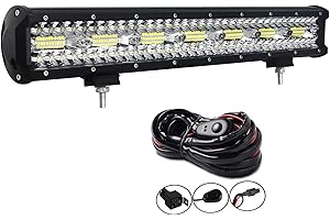 AUXTINGS 20 inch 420W LED Light Bar Triple Row Off Road Work Lights Spot Flood Beam Waterproof Cubes Rocks Light with Wiring Kit for Vehicle 4x4 Off Road Truck ATV UTV SUV,12V 24V DC