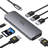 USB C zu Dual HDMI Adapter 8 in 1 USB C Adapter Dual Monitor auf 2 HDMI, 3 USB 3.0,100W PD, SD/TF Kartenleser USB C Hub USB C