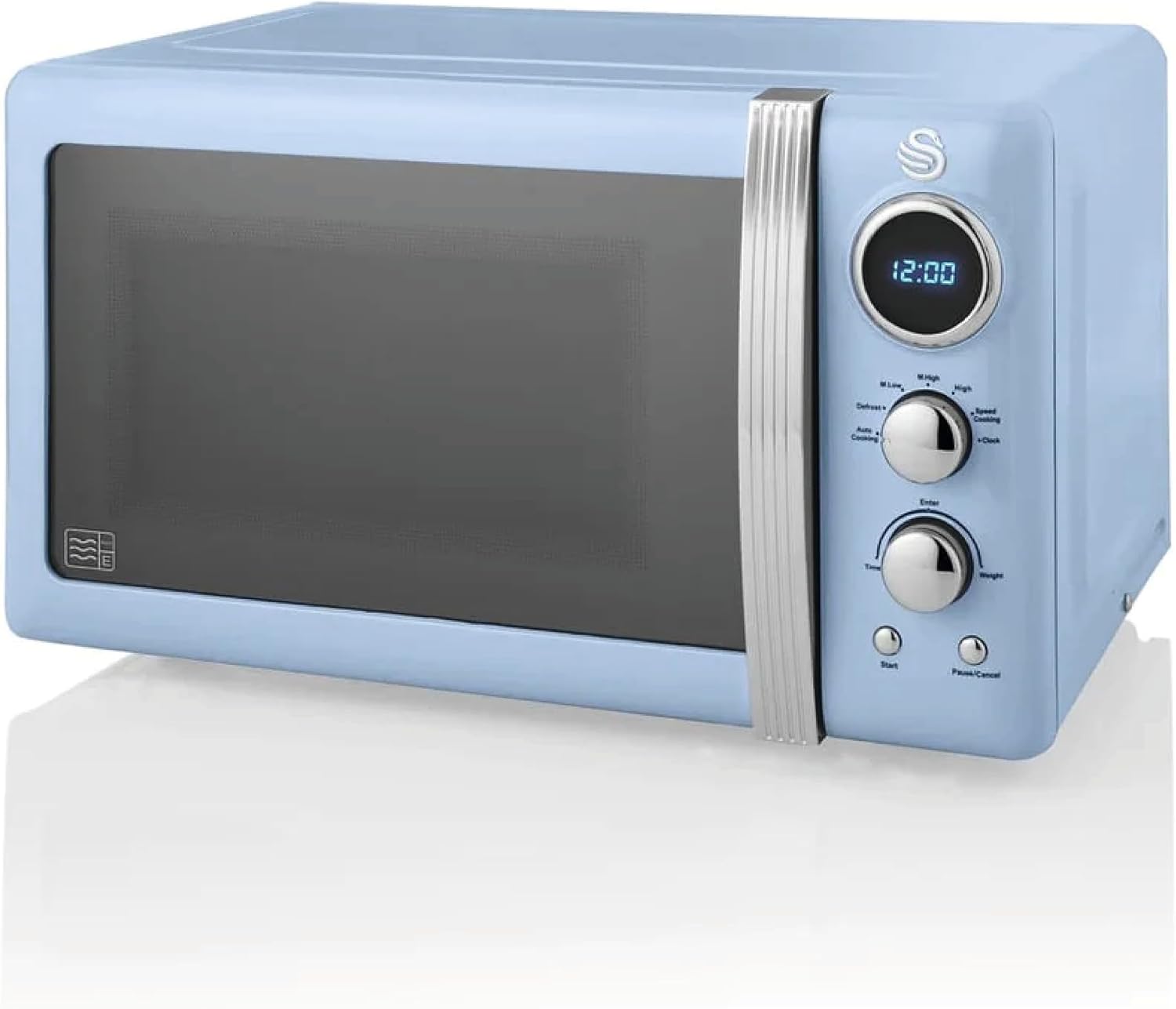 Swan Retro LED Digital Microwave Blue, 20L, 800W, 6 Power Levels Including Defrost Setting, SM22030LBLN