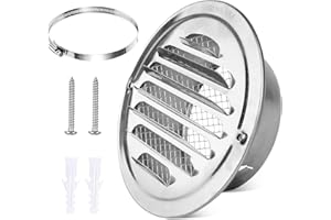 ENUTROF Griglia di Ventilazione 70mm 304 Acciaio Inox Rotonda Griglia Aerazione Tonda con Rete Anti-insetto e Fibbia per Uso Interno ed Esterno (70mm)