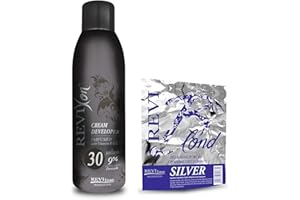 REVILINE Set of Cream peroxide 1000ml (9% volume 30) and Bleach Powder (ADVANCED FORMULA) 500g no dust formula Professional Lightening bleaching highlighting hair protect formula