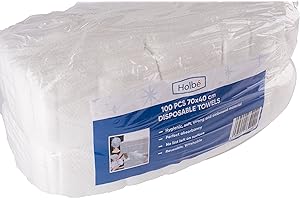Holbé 100 pcs 70x40 cm Disposable Towels. Embossed material with viscose content. Best for hairdressers, barbers, beauty and spa centers 55gsm, White