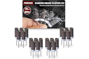 PONTASS 20 Piezas 800 Granos Tambores de Lijado para Dremel, Mangas de Lijado con Vástago 3 mm Cilindros de Lijado, Lija Accesorios Lijas de Tambor Utilizado para lijar, Pulir y Desoxidar Metales