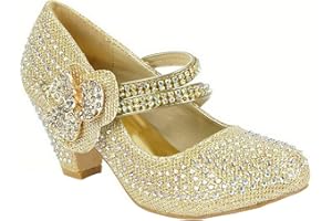 Style Spot Girls Special Occasion Heeled Shoes Kids Children Diamante Strappy Mid Heel Wedding Party Sandals Dance Party Shoes