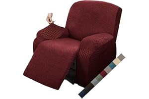 MAXIJIN Funda de Sillón Relax Stretch Funda Sofá 1 Plaza Reversible con Bolsillo Protector de Sofá (Vino Rojo)