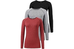 Star Vibe 3 Pack Dry Fit Long Sleeve Tshirt for Women Moisture Wicking Long Sleeve Tee Outdoor Compression Running Workout Tops