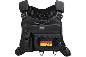 Jueachy Táctico Chaleco Correr Hombre: Chaleco Reflectante Rápida Liberación - Bolsa de Pecho Multifuncional Chaleco Bolsa Mochila Hidratación Running Vest para Entrenamiento Senderismo Ciclismo