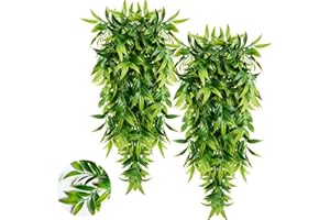 Avoik Piante Finte Cadente, Piante Finte da Esterno/Interno Foglie di Bambù, Plastica Piante Finte Rampicanti Artificiali Felce Vine per Casa Festa Matrimonio Giardino Balconi Decorazione, 2 pezzi