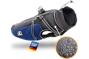 TIERHOOD - Płaszcz przeciwdeszczowy dla psów wodoszczelny [w zestawie z daszkiem] - [z odblaskami] - kurtka przeciwdeszczowa dla psa - płaszcz przeciwdeszczowy dla psa - płaszcz przeciwdeszczowy dla