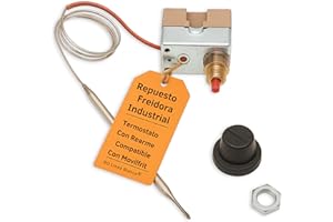 LB LINEA BLANCA RO Linea Blanca ® Termostato Seguridad Freidora 240C Con Rearme 16A 240V Capilar 1000mm Bulbo 5x74mm Compatible Con EGO Freidoras MOVILFRIT Repuesto Cocina Industrial Hosteleria Profesional