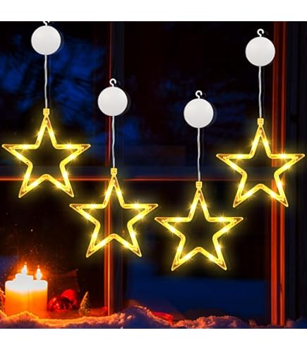 BrizLabs 2 x 40 LED Christmas Star Lights for