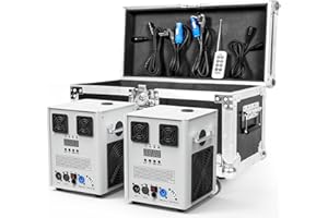 Erreyht Set di 2 macchine pirotecniche Cold Spark 700W D-MX con flightcase, telecomando per feste, Halloween, Natale, matrimoni, eventi sportivi Bianco