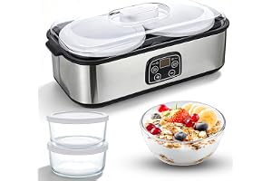 Automatisk yoghurtmaskin 2 l, elektrisk yoghurtberedare med justerbar temperatur och timer, yoghurtmaker LED-display med 2 gl