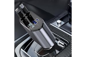 Ofottofo Einziehbares Auto Ladegerät, 100W KFZ Ladegerät USB C, 4 in 1 Zigarettenanzünder USB Auto Adapter, Ultraschnelles Autoladegerät Kompatibel mit iPhone 16 15 14 13 12Pro Max, Samsung Galaxy S23