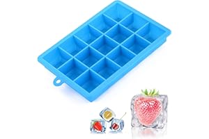 RIYANED Cubiteras para hielo,Cubiteras para hielo silicona,Cubiteras para hielo con tapa, Maquina de hielo100% libre de BPA, apto para hacer cubitos de hielo, whisky, cócteles. (Azul)