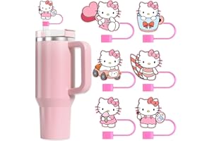 ROMANVIC Stanley Cup akcesoria Hello Kitty, zawiera 4 szczelne zatyczki silikonowe, 4 pokrywki na słomki, 1 x silikonowy pojemnik na kubek Stanley Cup 1,2 l i 850 ml (czerwony)