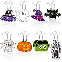 FEPITO 8 Paires De Boucles D'oreilles Halloween, Chauve-souris