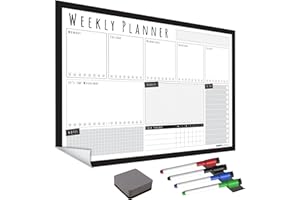 The Magnet Shop WallTAC A3 Agenda Settimanale Lavagna Adesiva per Parete | Prodotto nel Regno Unito | Calendario cancellabile a secco facile da rimuovere con adesivo riutilizzabile