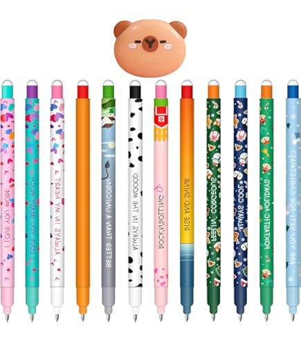 Lot De Stylos Gel Effaçables 0,7 Mm - Encre Thermosensible, Gomme Intégrée - Design Animaux Mignon - Cadeau école, Bureau