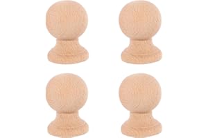 HOMSFOU 4pcs DIY Unfinished Wooden Finials for DIY Crafts Bed Post Accessories Staircase Decor