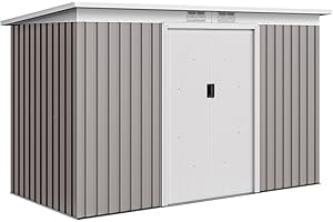 Outsunny Abri de Jardin 3,6 m² Remise à Outils avec kit de Fondation en Acier galvanisé avec Portes coulissantes, dim. 280L x 130l x 172H cm, Gris Clair
