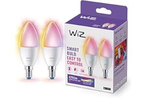 WiZ Smart Bulb, E14 Colour, Smart Dimming LED, Connected WiFi Works with Alexa, Google Assistant & HomeKit, App Control for Home Indoor Lighting, Livingroom, Bedroom, Dining Room, Energy Monitoring