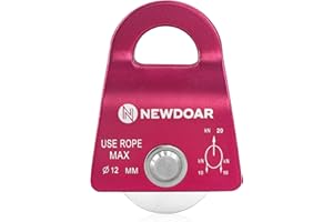 NewDoar CE Certified 20KN/4500lb Micro Mobile Single Pulley Max Rope 1/2'' Rope Pulley for Climbing, Rescue Lifting,Hitch Tending