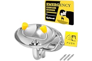 CGOLDENWALL Eye Wash Station Wall Mounted Eyewash Station Emergency Eye Face Washing Sink Plumbing Connection 304 Stainless Steel (Rc Threads, not NPT Threads)