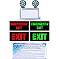BlueBeems 5 In 1 Sign Board with Halogen Light - EXIT, EMERGENCY EXIT I Ultra Brightness Wall Mounting Green and Red Color Lights I Battery Backup I for Hotel Home Restaurant Mall Hospital Bank Office – 32X32X8 CM
