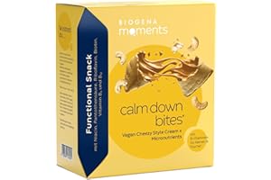 ‎BIOGENA MOMENTS FUNCTIONAL TASTE FOR FANCY MOMENTS Biogena Moments Calm Down Bites - Vegane Snacks mit Käsecreme, reich an Ballaststoffen, B-Vitaminen für Nerven & geistige Leistungsfähigkeit | 144 kcal | 3er-Pack