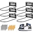 J JACKCUBE DESIGN Black Metal Floating Shoe Display Shelves for Wall Mount, Set of 6 Sneaker Showcase Organizer Rack Display -MK1068A