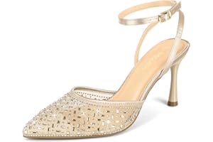 PIZZ ANNU Escarpins Femme à Talon Aiguille Confortable Chaussure de Danse Bout Pointu Lanière Cheville Haut Sexy Heel Dance Shoes