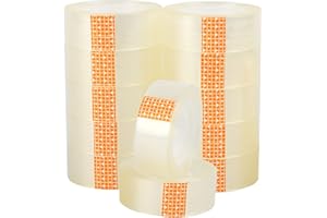 H HANSEL HOME 12 rolek taśmy klejącej przezroczysta ekstra mocna, przezroczysta taśma klejąca do pakowania, przezroczysta 18 mm x 33 m